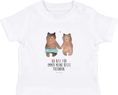 Produktbild von Mr. & Mrs. Panda Babyshirt Bär Freundin 0. - 6. Monat - Weiß - Geschenk,  T-Shirt, Baby Jerseyshirt, Shirt, Teddy, Baumwollshirt, Kleinkind