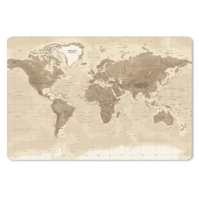Produktbild von MuchoWow® Schreibtischunterlage Weltkarte - Vintage - Braun 60x40 cm - XXL Mauspad - Großes Mauspad