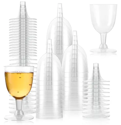 100 Kunststoff-Weingläser 150 ml, transparent, mit Stiel