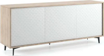Immagine prodotto di Dmora Credenza Aminda 45x184x77h cm Bianco, Apertura Push Pull 6 Vani  Italy