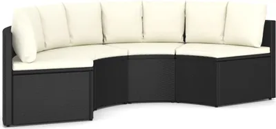 Image de vidaXL Ensemble de salon de jardin 4 pièces avec coussins Poly rotin noir