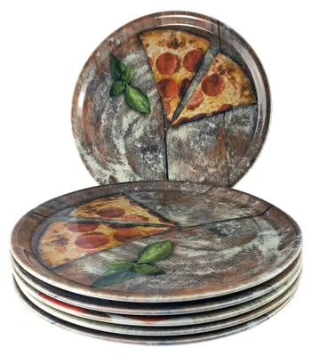 Produktbild von 6x Pizzateller Flammkuchenteller Spieseteller Servierteller Essteller Motivteller Teller Pizza Pozellan gastrogeeignet Platte Saturnia Napoli Ø33