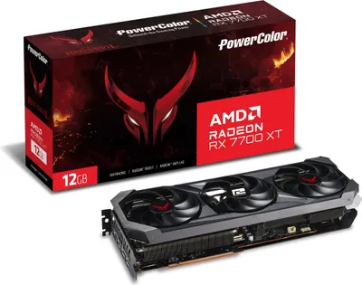 Obrázek produktu pro PowerColor Red Devil RX 7700 XT 12G-E/OC, Radeon RX 7700 XT, 12 GB, GDDR6, 192 bit, 7680 x 4320 px, PCI Express 4.0