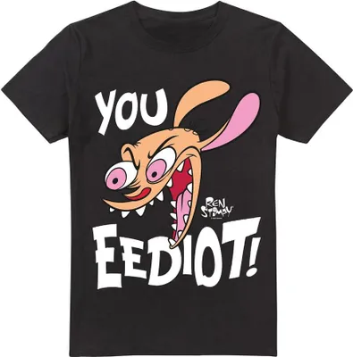 Immagine prodotto di Ren & Stimpy - "Eediot!" Maglietta da uomo TV6538 (L) (Nero)