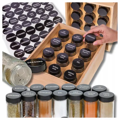 Produktbild von ZLARO Bambus Gewürzregal Organizer Set 12 Gläser Küche