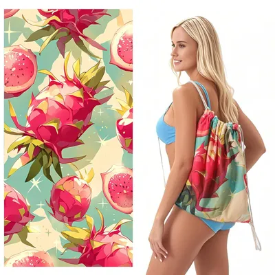 Image de Serviette de plage en microfibre avec rangement - Sèche rapidement et résiste au sable - Idéale pour les voyages et le camping