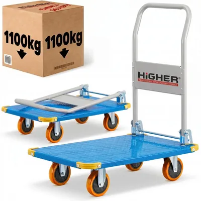 Zdjęcie produktu dla Wózek platformowy transportowy magazynowy 1 100 kg HIGHER pełne koła