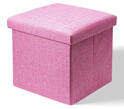 Aufbewahrungspouf Rosa Stoff 30x30x30 cm mit Deckel