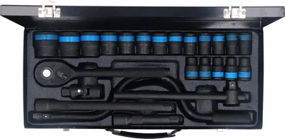 Produktbild von 24-teiliger metrischer Schlagschrauber-Steckschlüsselsatz (8–32 mm) mit 1/2-Zoll-Antrieb und Ratschenschlüssel für Heimwerkerprojekte in Garage und Werkstatt