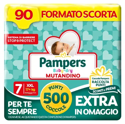 Produktbild von Pampers Baby Dry Windelhöschen XXL, Größe 7 (17+ kg), 90 Windeln für Kinder – Größe Taglia 7