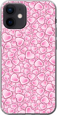 Produktbild von MuchoWow® Handyhülle Schutzhülle Hülle für Telefoonhoesje iPhone 12 Mädchen - Herzen - Rosa - Muster - Mädchen - Kind - Kinder Silikon Softcase Handy Hülle - Schutzhülle