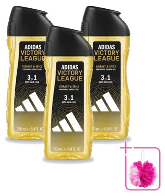 Produktbild von 3 x Adidas 3-in-1 Duschgel Victory League - 250 ml - Sparpackung - 3 Stücke