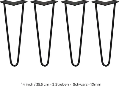 Immagine prodotto di SKISKI Gambe 4 x 2 a forcella Gambe a forcella Gambe a forcella Gambe a forcella Gambe per tavoli Gambe per sedie Piedini per mobili Gambe per mobili Gambe a forcella per tavoli 35,5 cm (A) x 10 mm (P) Acciaio verniciato a polvere - Nero