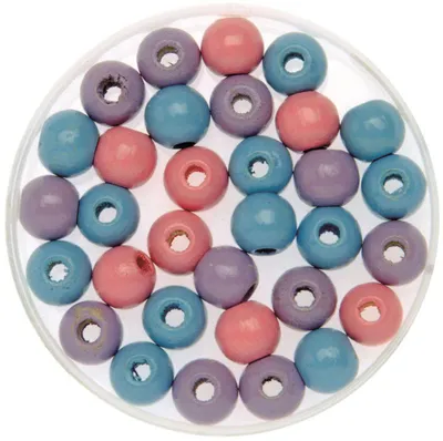 Produktbild von Glorex Holzperle rosa7flieder/blau 8 mm - 80 Stück