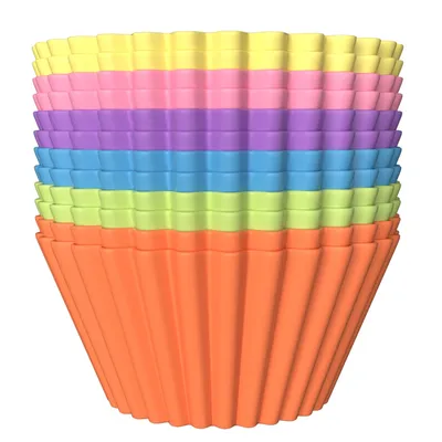Immagine prodotto di Intirilife 12 pezzi di stampi per muffin in silicone colorato e riutilizzabile Stampi per cupcake per la cottura e la preparazione di dolci e snack