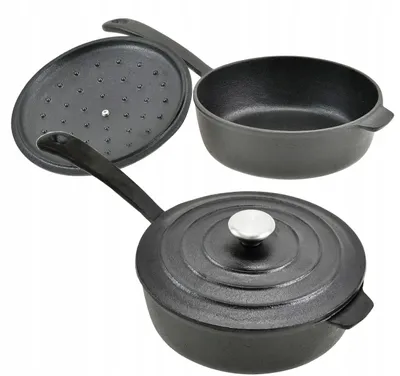 Produktbild von KRISBERG Gusseisenpfanne mit Deckel 24 cm Induktion Ofenfest