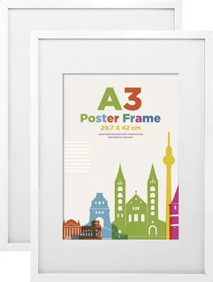 Produktbild von Bilderrahmen A3 Holzrahmen 2er-Set Acrylglas White DIN A3