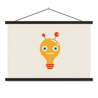 Produktbild von MuchoWow® Textilposter Roboter - Glühbirne - Gesicht - Antenne - Kinder 150x100 cm mit schwarzem Rahmen - Schlafzimmer