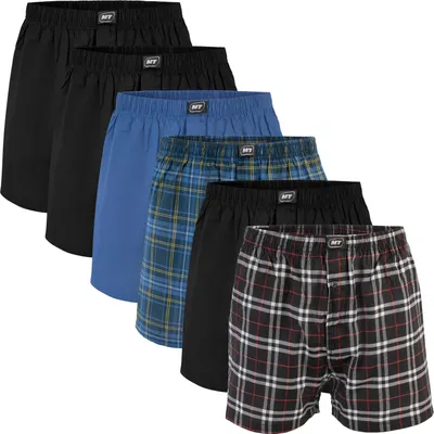 Produktbild von MT Herren Web Boxershorts (6er Pack) American Boxer gewebt aus Baumwolle - Schwarz-Blau XXL