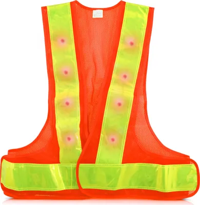 Produktbild von kwmobile LED Warnweste Reflektor Sicherheitsweste - Security Weste mit 16 roten LED Lampen - Reflektierende Streifen Warnweste für z.B. Joggen Reiten