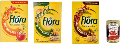 Produktbild von Riso Flora Testpaket, 100% italienischer Reis, Classico - Integrale - Bell'insalta 3x 1Kg + Italian Gourmet polpa 400g