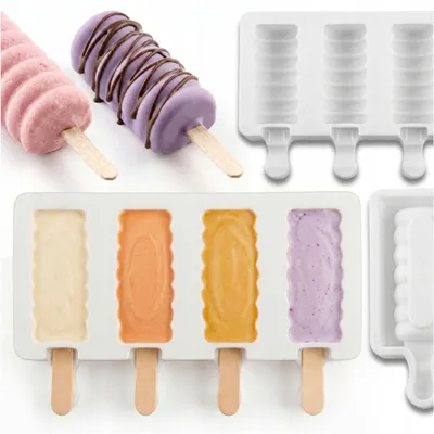 Produktbild von Silikon-Eisform für Eis am Stiel – Selbstgemachtes Eis und Sorbets – TWISTER mit 4 Vertiefungen
