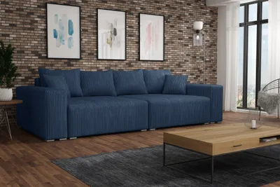 Produktbild von Big Sofa Couchgarnitur REGGIO Megasofa mit Schlaffunktion Stoff Poso Dunkelblau