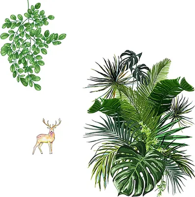 Produktbild von Wandtattoo, Pflanze Tropische Verlässt Wandsticker, DIY Grüne Pflanze Blätter ( 60 X 90 cm), Tapeten, Selbstklebende Folie, Wohnzimmer Schlafzimmer Flur Wanddeko