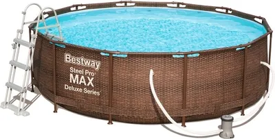 Produktbild von Bestway Steel Swimmingpool- Pro Max Rattan 3,66 x 1 m 56709 mit  Kartuschenfilterung und Stufen