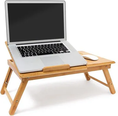 Productafbeelding van Famanu Laptoptafel van bamboe - In hoogte verstelbaar, 30,5 x 72,5 x 35 cm
