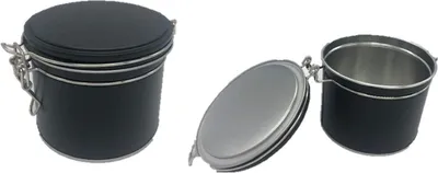 Produktbild von Teedose mit Bügelverschluss in der Farbe schwarz Vorratsdose für losen Tee 150g Tee Aufbewahrung mit Aromadeckel - aromadicht/luftdicht von James Premium®