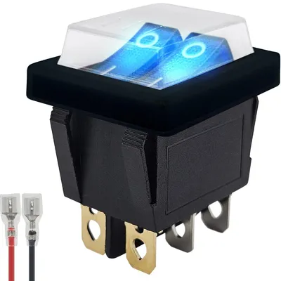 Produktbild von ProRide Doppel-Wippschalter ON/OFF 3-polig, 250V/16A, blau mit Kontrollleuchte