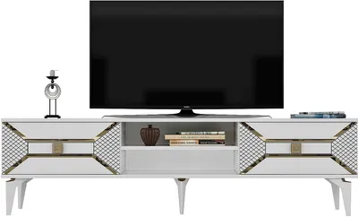Image de Skye Decor, Yumedi - White, Or, Meubles TV, blanc, 150 x 50 x 30 cm