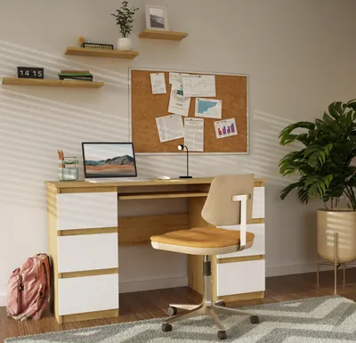Immagine prodotto di Scrivania per computer HOLLOW - rovere artigianale / bianco