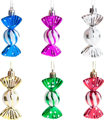Image de Boules de Noël colorées, décorations en plastique | Lot de 6 pièces