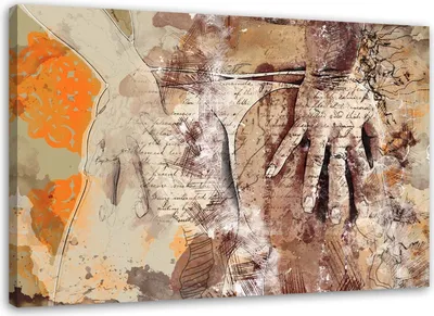 Produktbild von Leinwandbild frau nackt abstrakt 90x60 cm Feeby beige wandbild bereit zum aufhängen