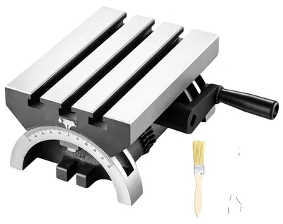 Productafbeelding van VEVOR Draaitafel voor werkbank, 130 x 180 mm, verstelbaar van 0-45°, links en rechts instelbaar, freesbank voor gebruik op freesmachines en boormachines, constructie van gietijzer, 3 T-gleuven, schaal met stappen van 1 graad