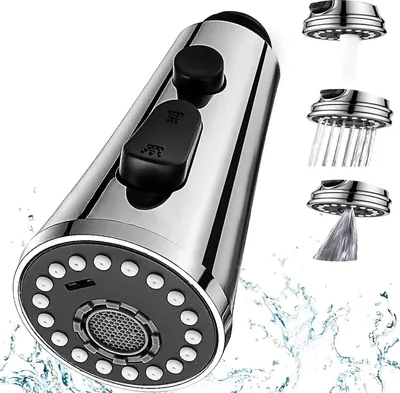 Produktbild von 3 Modi Brausekopf Küchenarmatur Ersatz Herausziehbarer,Geschirrbrause Ersatzkopf,Küchenbrause Ersatzkopf Chrom für Küche Bad Wasserhahnaufsatz