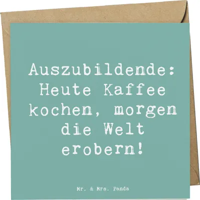 Produktbild von Mr. & Mrs. Panda Grußkarte Spruch Auszubildender Abenteuer - Meeresbrise - Geschenk, handgefertigt, Beruf, doppelkarte, Geschenke mit Herz, anlasskarte, Erfolg, Ziele
