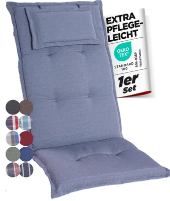 Produktbild von Gardisun Hochlehner Auflagenkissen Polyester 6,5cm mit Kopfteil - Gartenstuhlauflage - Polsterkissen -  EU
