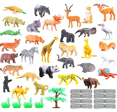 Immagine prodotto di Set di 53 animaletti, animaletti in PVC, giocattoli, mini giungla, apprendimento educativo, regalo per bambini