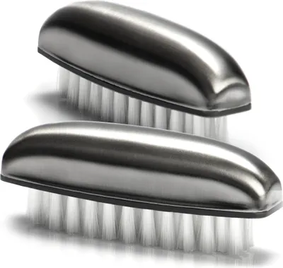 Produktbild von com-four® 2x Handwaschbürste aus rostfreiem Edelstahl - Geruchsneutralisator mit Reinigunsborsten - Edelstahl-Nagelbürste entfernt Gerüche - Bürste für Hände und Nägel