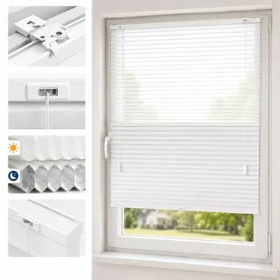 Produktbild von Sekey Wabenplissee Thermo 75x120cm Weiß Klemmfix Ohne Bohren Doppelplissee Tag & Nacht Verdunkelung Rollo 100% verdunkelnd Blickdicht