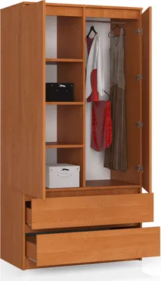 Immagine prodotto di BDW, armadio 2 ante, 2 cassetti, 180x90x51 cm, ontano