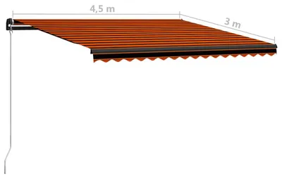 Obrázek produktu pro vidaXL Markýza ručně zatahovací s LED diodami 450x300 cm oranžová a hnědá