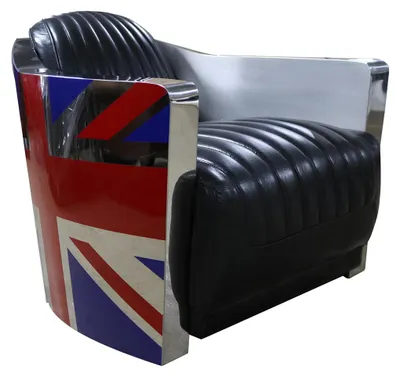 Produktbild von Echtleder Vintage Ledersessel Designsessel Rocket Union Jack Vintage Cigar Neu