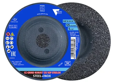 Produktbild von PFERD TOOLS CC-GRIND ROBUST Schleifscheibe 125x22,23 mm Speziallinie SGP STEELOX für Stahl/Edelstahl (POS 2)