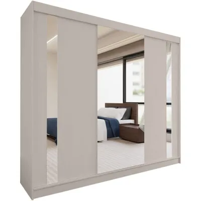 Image de BEAUTYSOFA armoire avec portes coulissantes GAJA 240 cm - armoire avec tiroirs et miroir (cachemire)