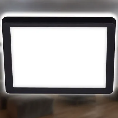 Produktbild von Slim LED Deckenleuchte Eckig, 19x19 cm flach, 12W, 1400 lm, Neutralweiß, Backlight, Schwarz