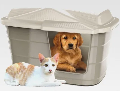 Produktbild von Hundehütte Outdoor Katzenhütte Hunde Katzen Katzenhöhle Hundehöhle Indoor Katzenhaus Outdoor Hundehaus Tierkorb Wetterfest Kunststoff Drinnen Draußen